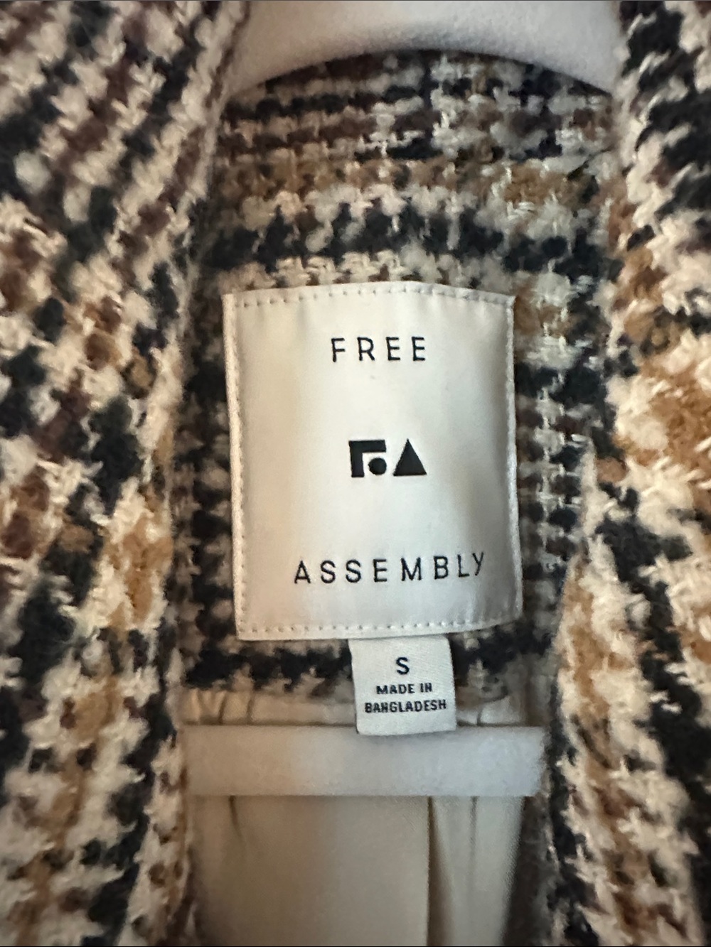 Free Assembly Checked Double-Breasted Pea Coat - Beige/Black - Picture 2 of 3